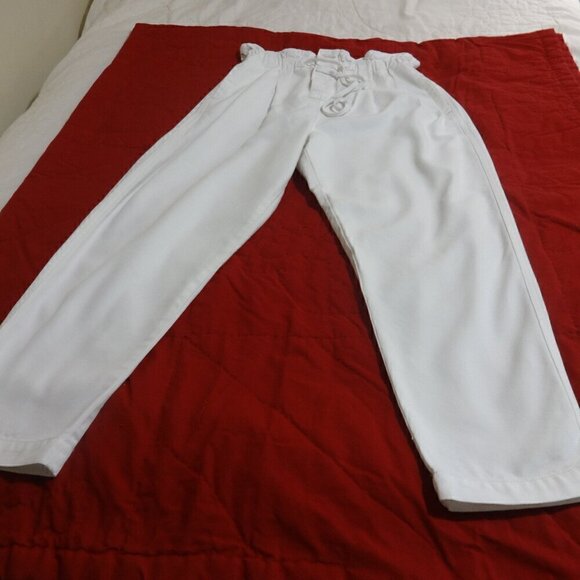 Free People size XS white paper bag waist jeans chino style, side & back pockets - Picture 7 of 12